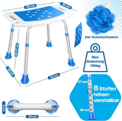 KESSER® Douchekruk - Douchestoel - Verstelbaar - Antislip - Blauw