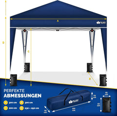 Tillvex® Partytent - 3x3m - Paviljoen - Easy Up - Blauw