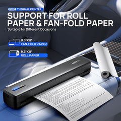 POLONO Draadloze thermische printer, A4-formaat, smart AI app, mobiele A4-printer voor reizen, 21,5 x 28,5 cm, Amerikaanse brief, draagbare printer compatibel met iOS, Android, laptop voor kantoor