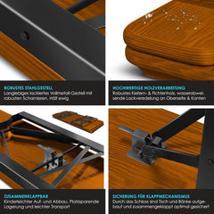 KESSER® Biertafel - Picknicktafel - Opvouwbaar - Bruin - 170x46x75cm •