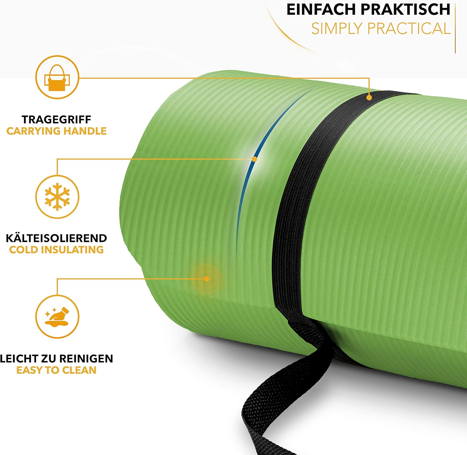 TRESKO® Yoga Mat Extra Dik - 185x60cm - Antislip - Groen
