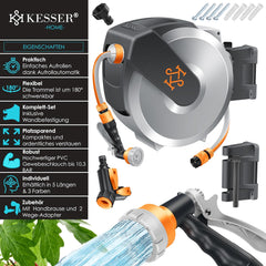 Wandslangenbox - Tuinslanghaspel - Tuinslang met haspel - 25 meter - Grijs