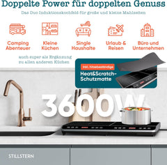 Inductie Kookplaat vrijstaand - Elektrische kookplaat - 2 platen - 3600W - Zwart - Stillstern