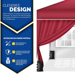 Zijwand voor paviljoen - 3x3m - 2 stuks - Rood - Tillvex®