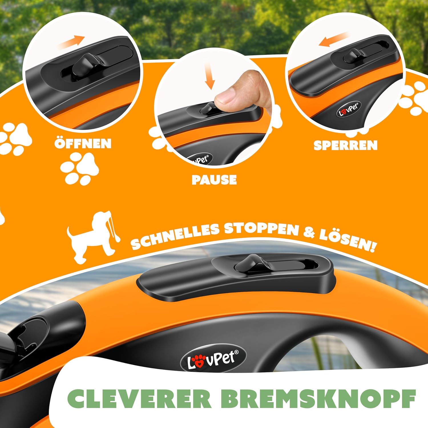 Lovpet® Hondenriem - Rollijn - 3 meter - Antislip - Oranje