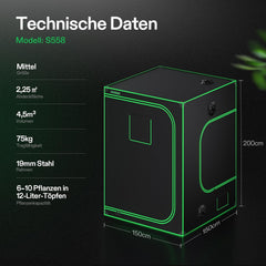 Kweektent - Growtent - 150x150x200 cm - Groen - VIVOSUN