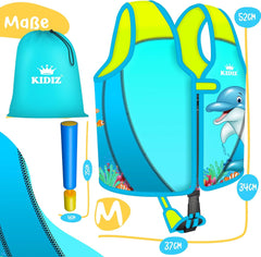 KIDIZ® Zwemvest voor kinderen - M - 2-5 jaar - Veiligheidsgordel - Blauw