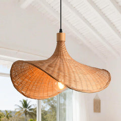 Parrot Uncle Boho rotan hanglamp, 50 x 40 cm, bamboe lampenkap, mand hanglamp, in hoogte verstelbaar, E27-fitting voor eetkamer, woonkamer, slaapkamer, hal (geen gloeilamp) [energieklasse A]
