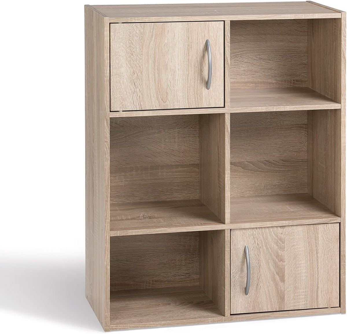 Alsapan Compo plankeenheid tweedeurs 6 kubussen eenheid met melamine, 80 x 61,5 x 29,5 cm, zwarte afwerking eiken