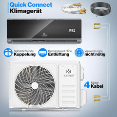KESSER® Split airconditioning set Quick Connect – WiFi & app airconditioner met verwarmingsfunctie & koelmodus wandairconditioning, met koperen leiding 12000 BTU 3,4 kW koelmiddel R32 incl
