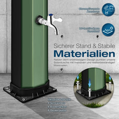 tillvex Zonnedouche 35 liter incl. afdekking, tuindouche op zonne-energie, warm water, zwembaddouche, camping, zonder stroomaansluiting, met kraan, tuinslangaansluiting (zwart/groen, 35 liter)