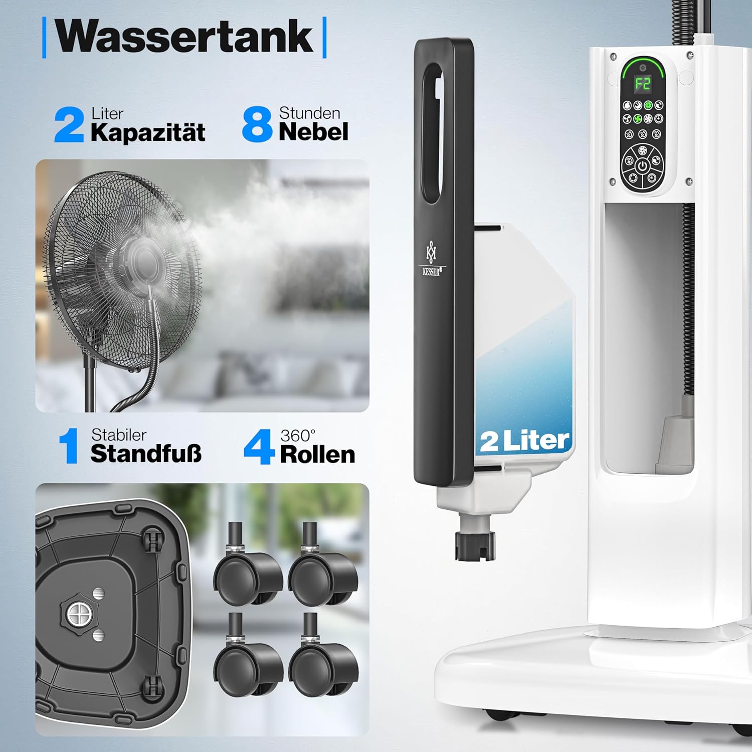 KESSER® Staande ventilator - Statiefventilator - Mist Ventilator