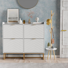 UEV Schoenenkast met 4 kleppen, 100 x 24,2 x 91 cm, smalle schoenenkast, hal, woonkamer, entree, schoenenopslag met kantelbeveiliging, verstelbare scheidingswanden, voor verschillende soorten •