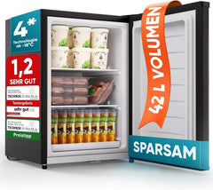 Stillstern Mini-vriezer (42 liter) -18 °C, ijsblokjesschaal, slot, deuraanslag verwisselbaar, 4-sterren diepvriezer voor camping/kantoor, vriezer, kleine diepvriezer, zwart