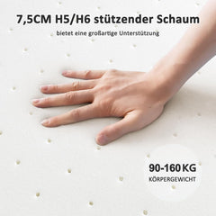 BedStory Topper 180x200 cm H5/H6 van 7,5 cm hoge ondersteunende koudschuimkern, zeer stevig