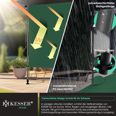 KESSER® Klemluifel - Balkonluifel - Zonwering - 200x310 cm - Donkergroen