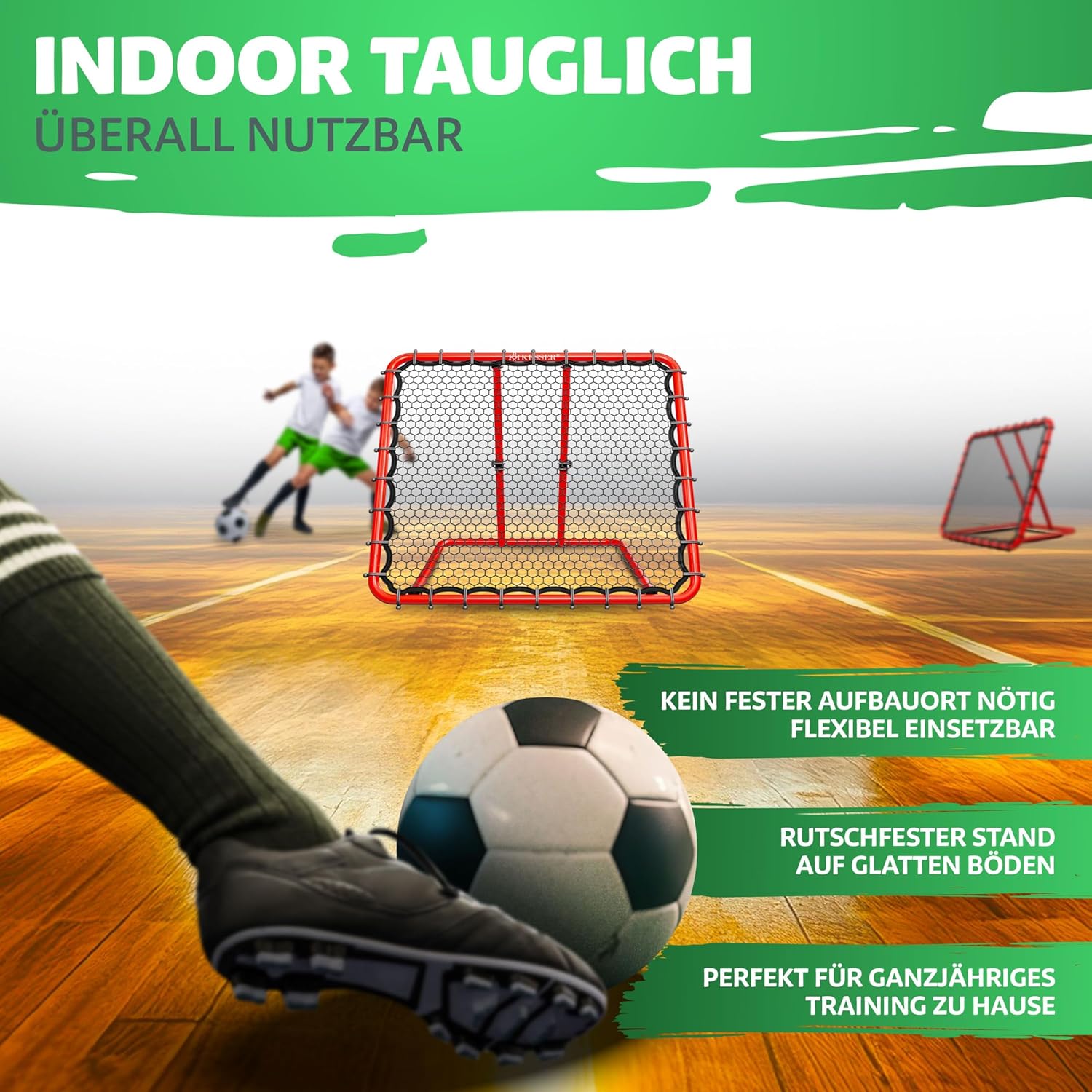 KESSER® Voetbal Rebounder - Kickback - Tchouk - 128x128cm - Rood •