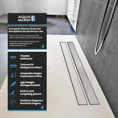 Aquamarin® Douchegoot - 110 cm - RVS - Sifon