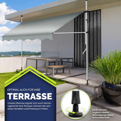 Tillvex® Klemluifel - Balkonluifel zonder boren - 250cm - Verstelbaar - Grijs