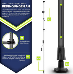 Tillvex® Klemluifel - Balkonluifel zonder boren - 300cm - Verstelbaar - Antraciet