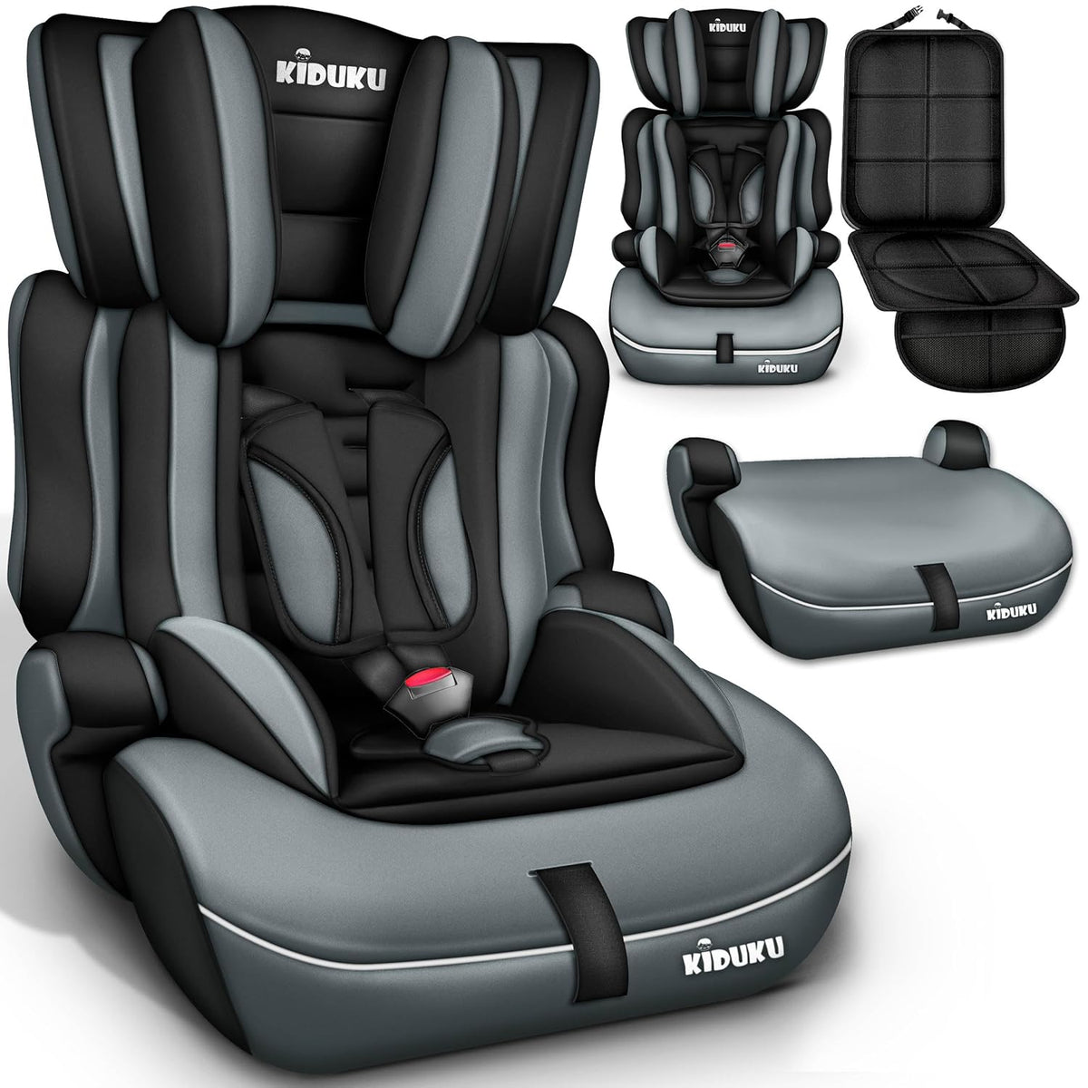 KIDUKU® Autostoeltje - Kinderzitje - Veiligheidsgordel - Grijs