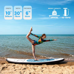 FEATH-R-LITE opblaasbaar, 305 x 78 x 15 cm, superlichte SUP voor alle moeilijkheidsgraden, alles inclusief, stand-up padddle-board, adj peddel, pomp, ISUP reis-rugzak, lijn, waterdichte tas, zwart en blauw | FunWater, peddel, luchtpomp, rugzak, kajakstoel