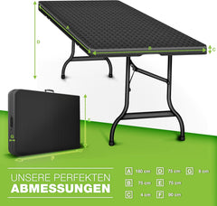 Tillvex® Inklapbare Tafel - Campingtafel - Klaptafel - 180x75cm - Zwart