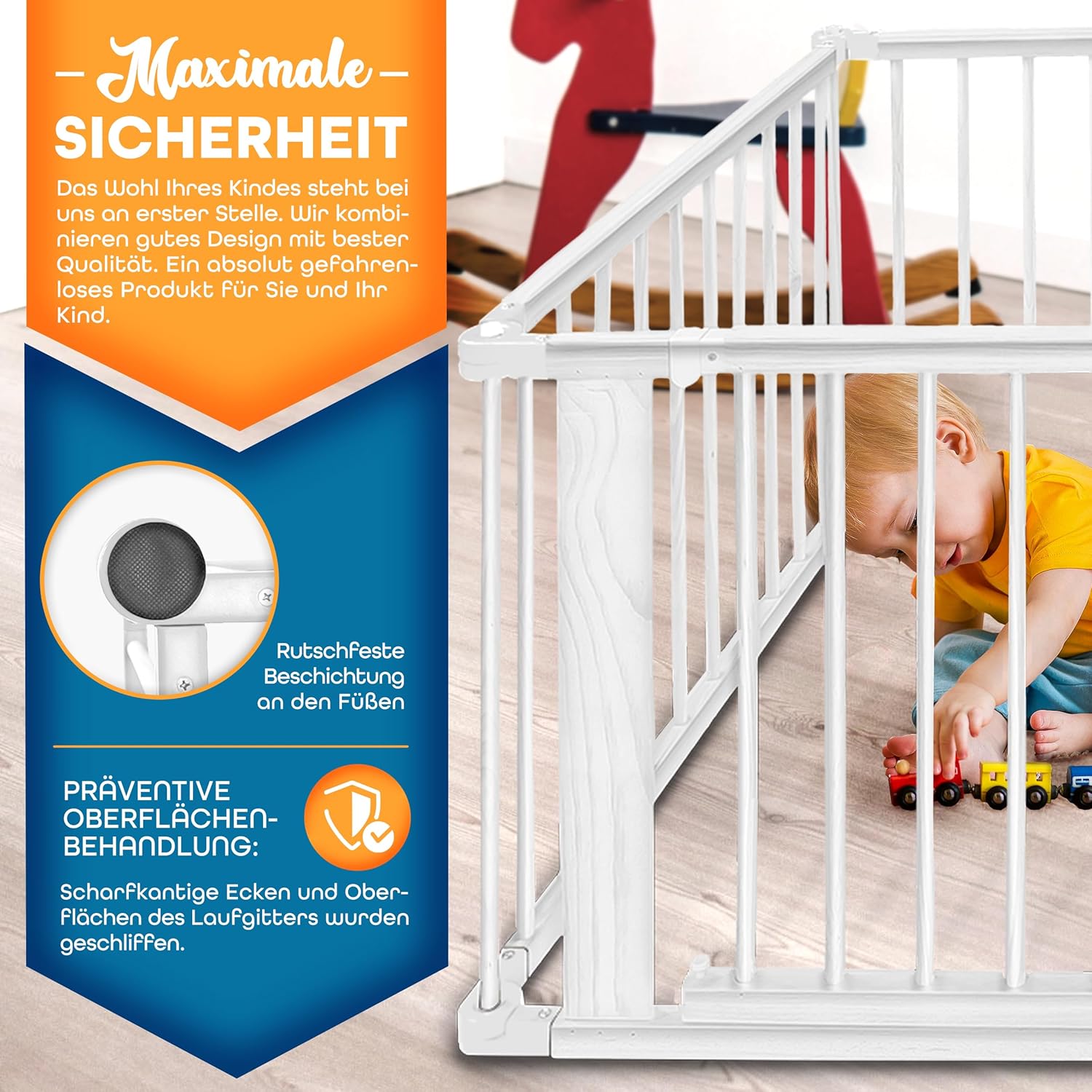 KIDUKU® XXL Babybox - Grondbox - Speelbox - Kinderbox - 7,2m - Wit