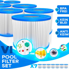 KESSER® Filter voor Whirlpool 7 x filterpatronen, vervanging SPA-filter, maat VI-cartridges, waterfilter, zwembadfilter, compatibel met Lay-z-Spa Intex vervangt de originele cartridge