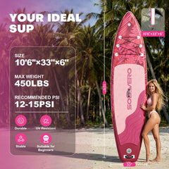 Sup Board - Opblaasbaar Paddle Board - 204 kg - Roze - SOLAVERO •