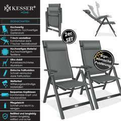 Tuinstoelen verstelbaar - Ligstoel - Set van 2 - Antraciet - KESSER®