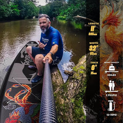 FEATH-R-LITE Opblaasbare stand-up paddleboards, multifunctioneel peddelboard met handpomp, SUP-rugzak, lijn, verstelbare peddel, voor volwassenen, alle vaardigheidsniveaus