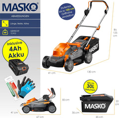 MASKO® Elektrische grasmaaier - Grastrimmer - 37cm - Grijs