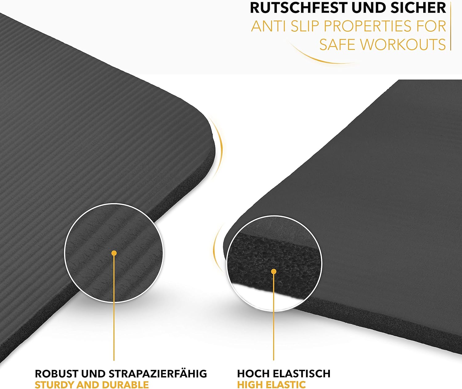 Yoga mat - Fitness mat - Sport mat - Anti slip - Extra dik - Zwart