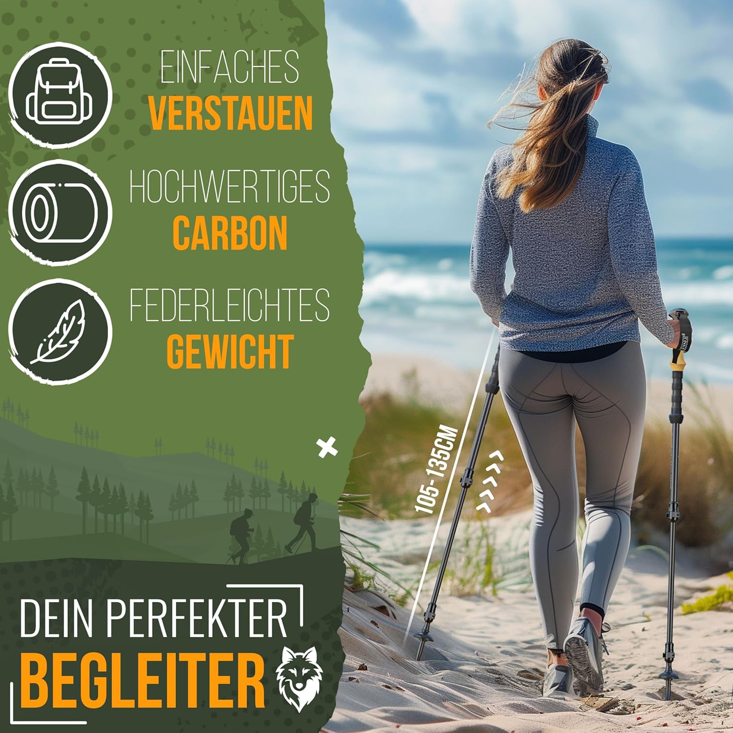 KESSER® Nordic Walking stokken - Wandelstokken - Zwart