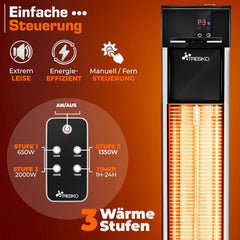 Terrasverwarmer - Infrarood Verwarming - Elektrisch - Heater - 2000W - Zilver - TRESKO®