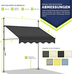 Tillvex® Klemluifel - Balkonluifel zonder boren - 150cm - Verstelbaar - Antraciet