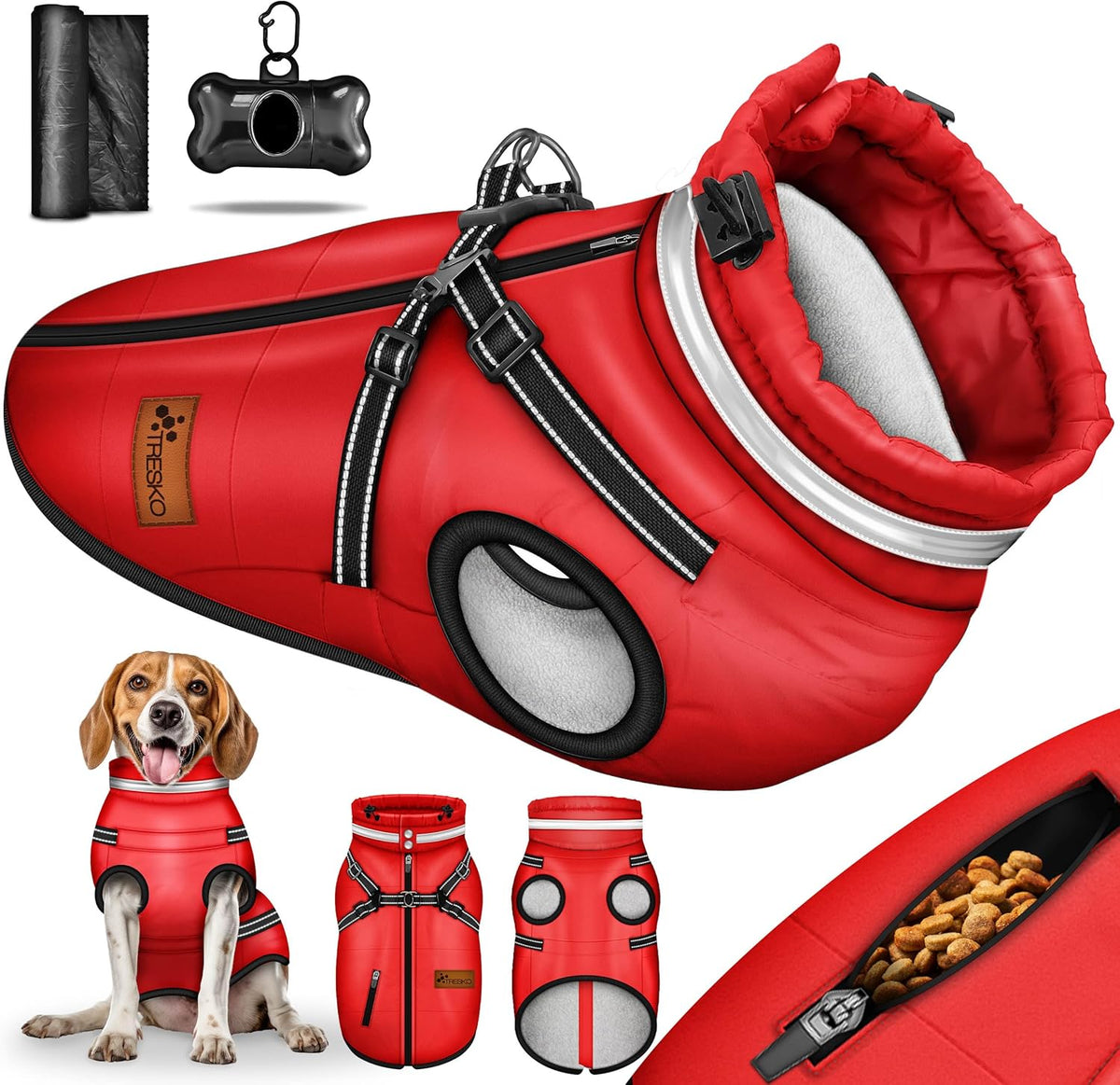 Hondenjas - Hondentrui - Winter - M - Rood - TRESKO®