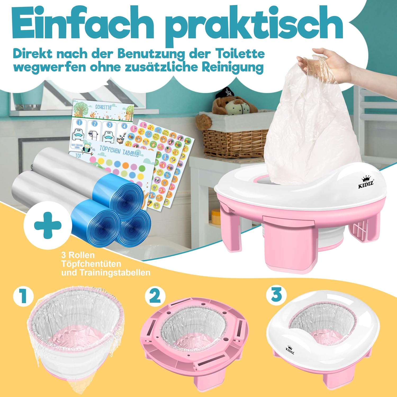 KIDIZ® Toiletbril voor kinderen - Kindertoiletbril - WC verkleiner - Roze