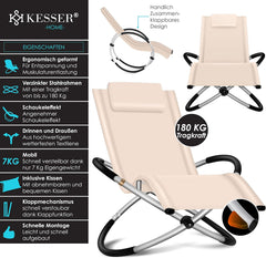 Ligbed - Ligstoel - Zonnebed - Relaxstoel - Beige - KESSER®