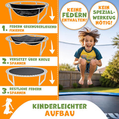 Springmat - Springdoek - Trampoline - 427 cm - Zwart - KIDUKU