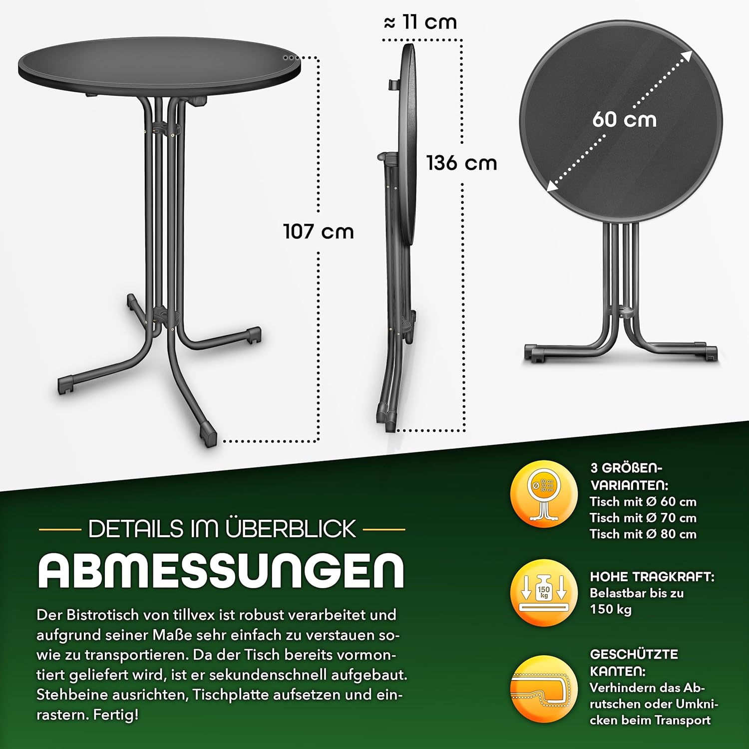 Statafel - Bartafel - Statafelrok - Partytafel - 60 cm - Antraciet - Tillvex®