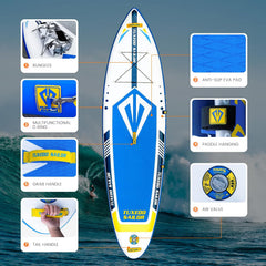 Tuxedo Sailor opblaasbaar stand-up paddleboard, ultralicht, inclusief accessoires zoals vinnen en een verstelbare peddel voor yoga, surfen en toeren