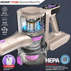 Steelstofzuiger - Draadloos - Stofzuiger Zonder zak - 45KPa - Beige - KESSER® •