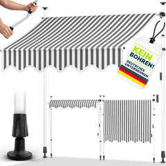 Klemluifel - Balkon luifel - Verticale luifel - 300 cm - Grijs/Wit - Tillvex®