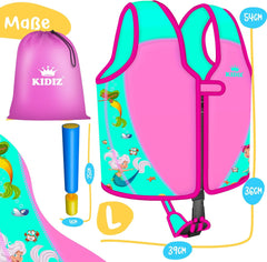 KIDIZ® Zwemvest voor kinderen - L - 5-9 jaar - Veiligheidsgordel - Roze