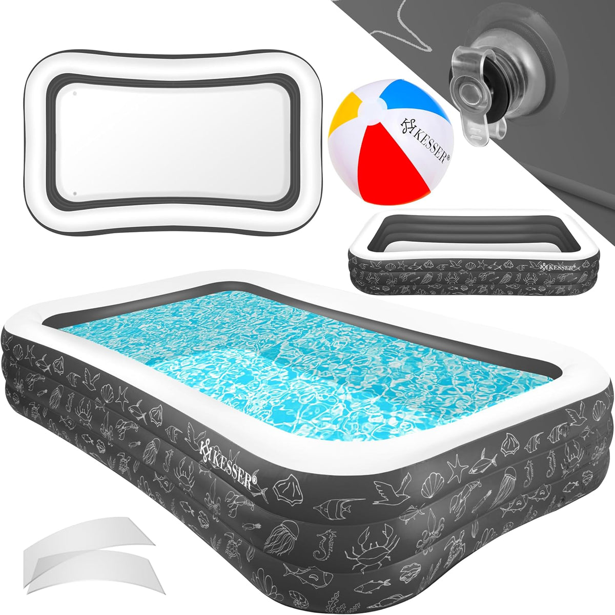 Zwembad - Speelzwembad - Opblaasbaar - 240x142x56 cm - KESSER® •