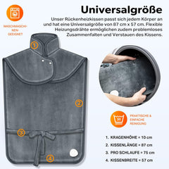 Elektrisch Warmtekussen voor Rug, Schouders en Nek - Heating Pad - Verwarmingskussen - Grijs - Sinnlein®