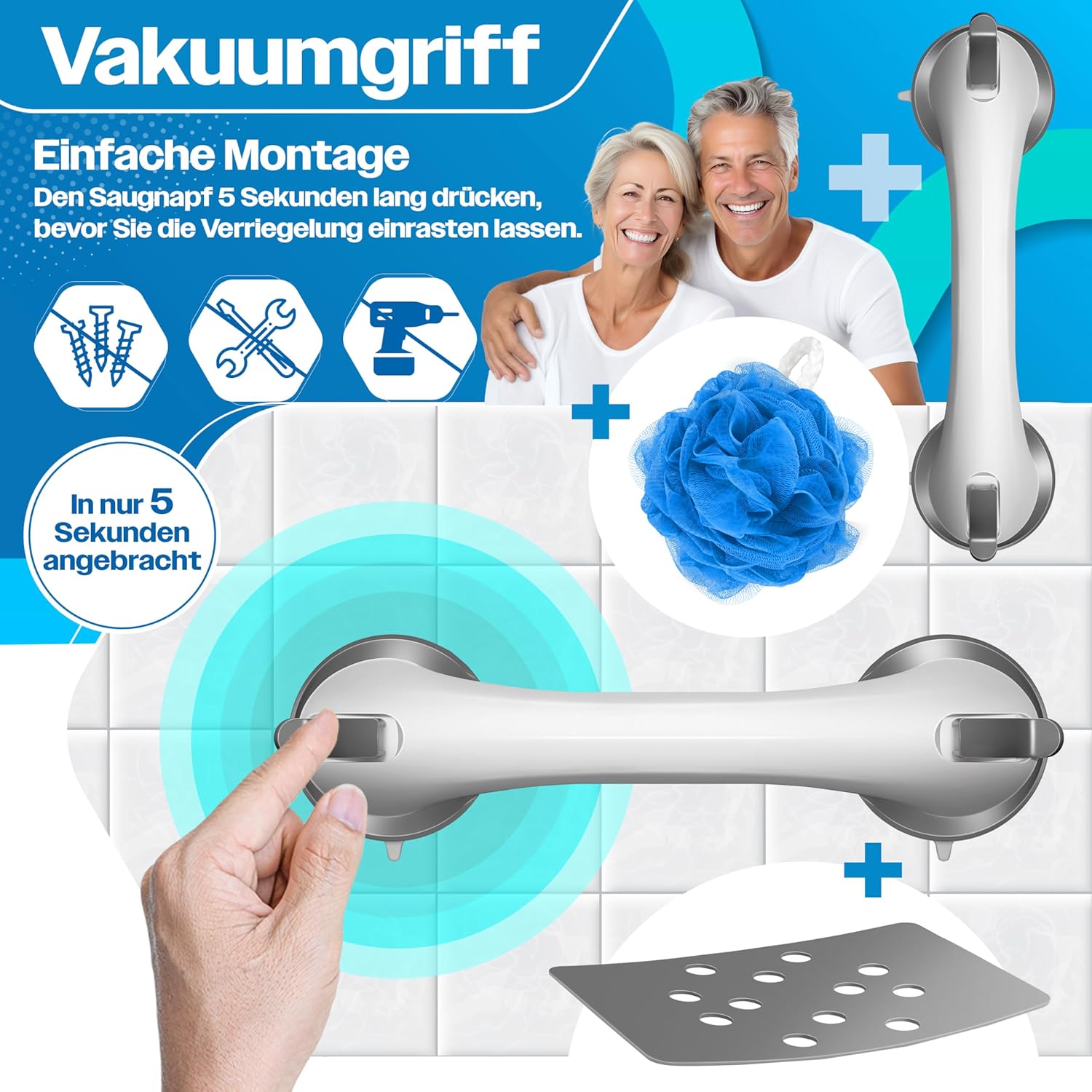 KESSER® Douchekruk - Douchestoel - Verstelbaar - Antislip - Wit