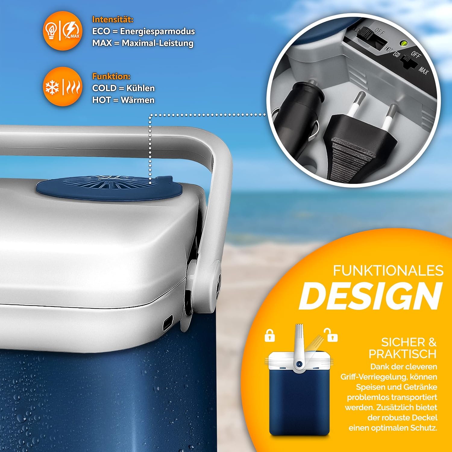 Tillvex® Elektrische Koelbox – 32L – 12V&  230V Stekker – Blauw